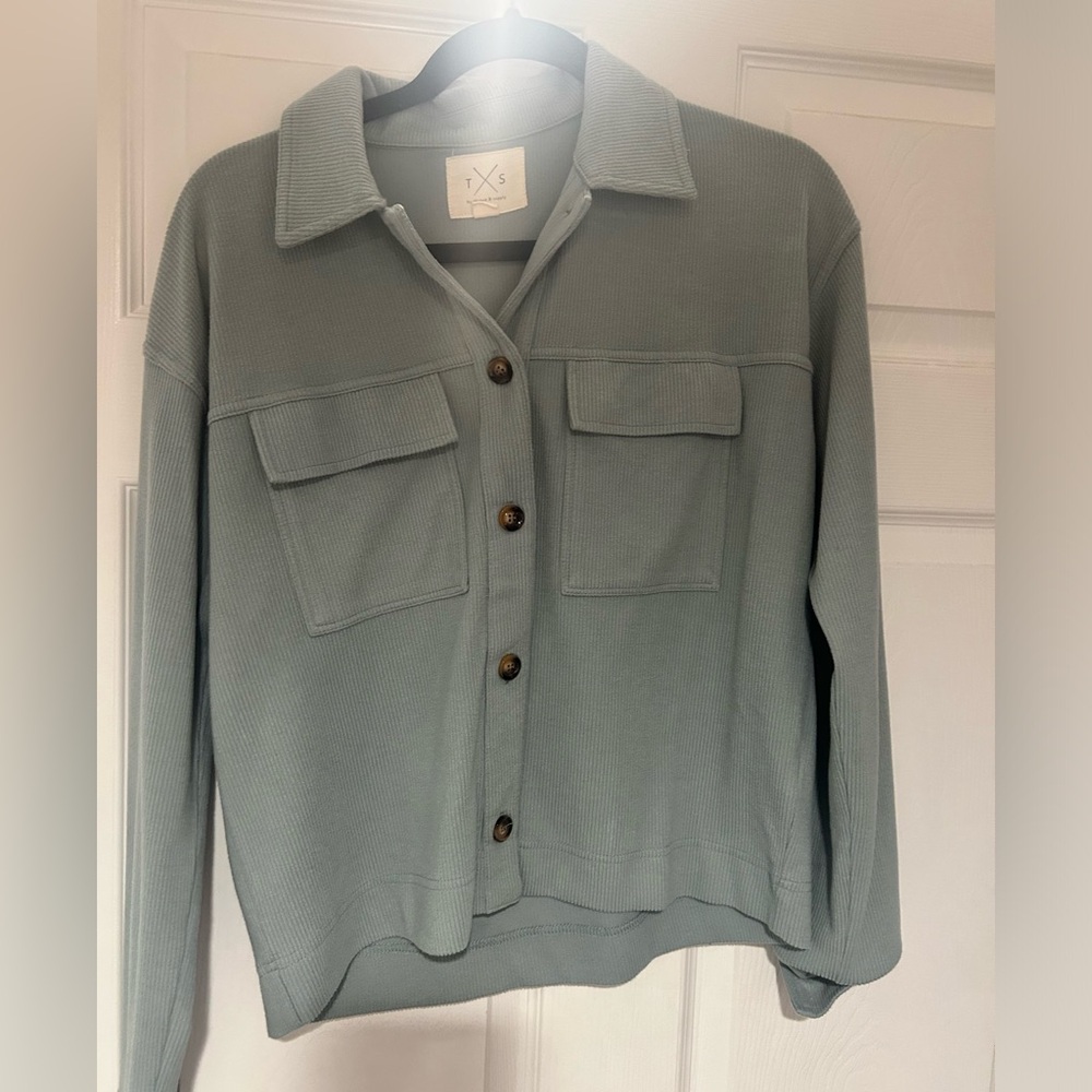 Sage green button up, never worn size small